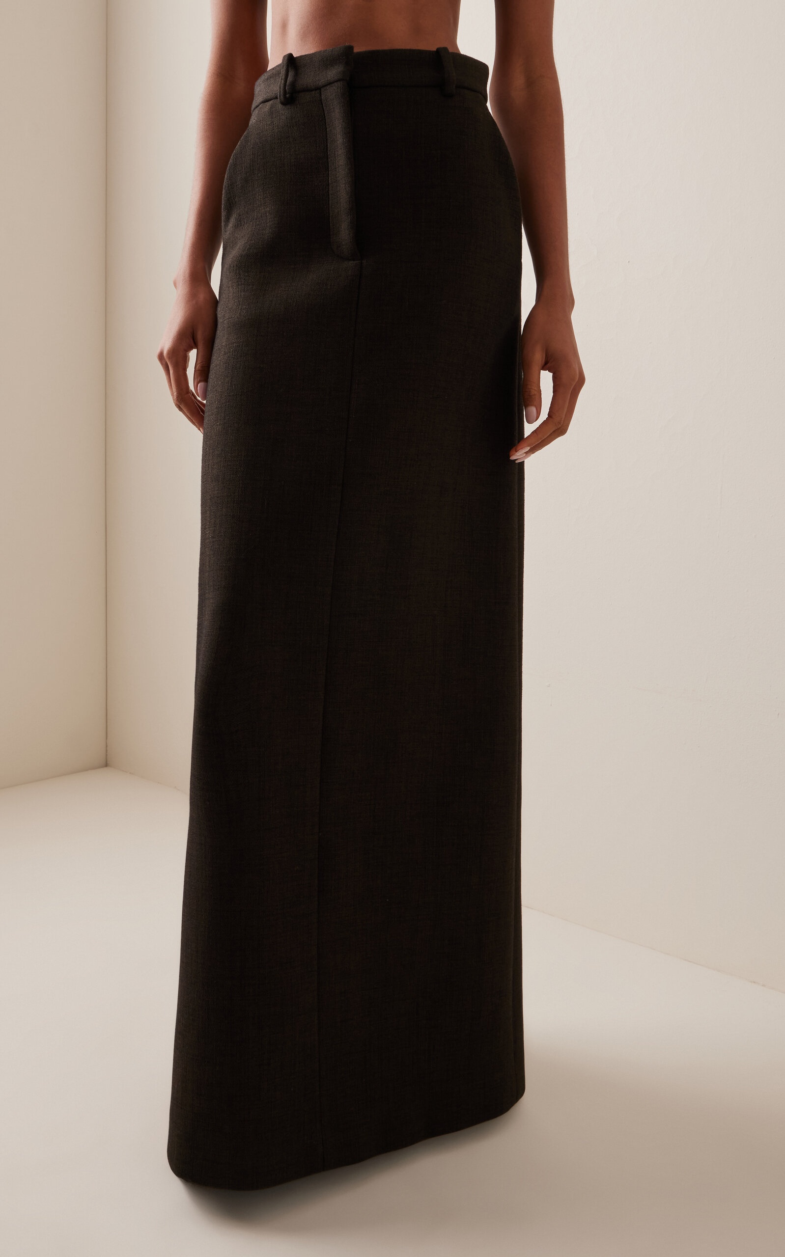 Roux Sateen Suiting Maxi Skirt burgundy - 3