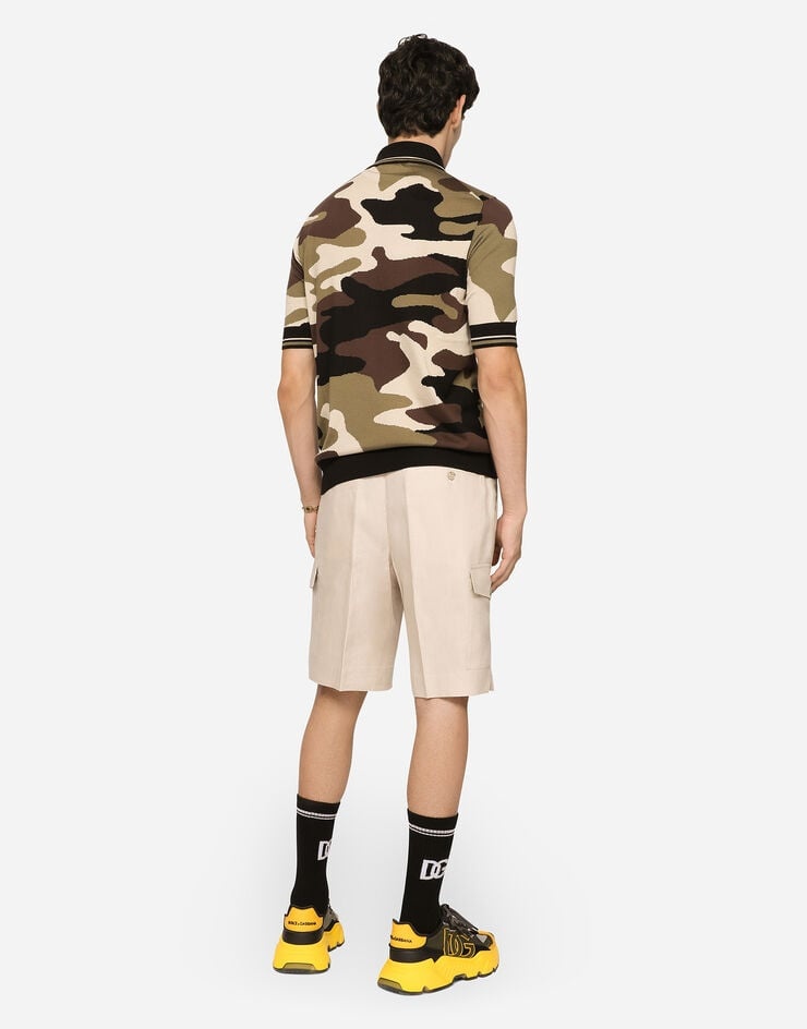 Short-sleeved polo-shirt with camouflage intarsia - 5
