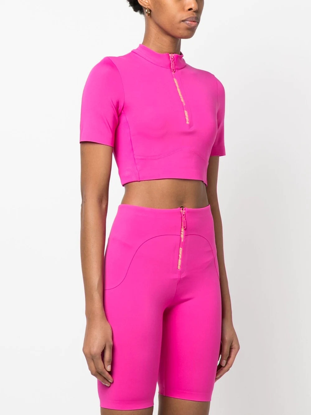 OFF-WHITE WOMEN Zipped Logo Crop Top Rhodium Red - 6