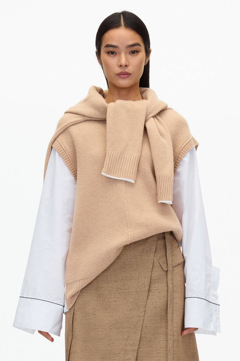 3.1 Phillip Lim Oversized Knit Vest with Poplin Sleeves outlook