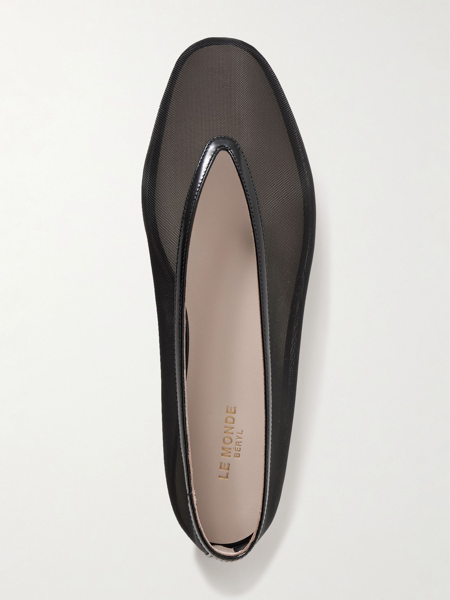 Luna leather-trimmed mesh ballet flats Black - 5