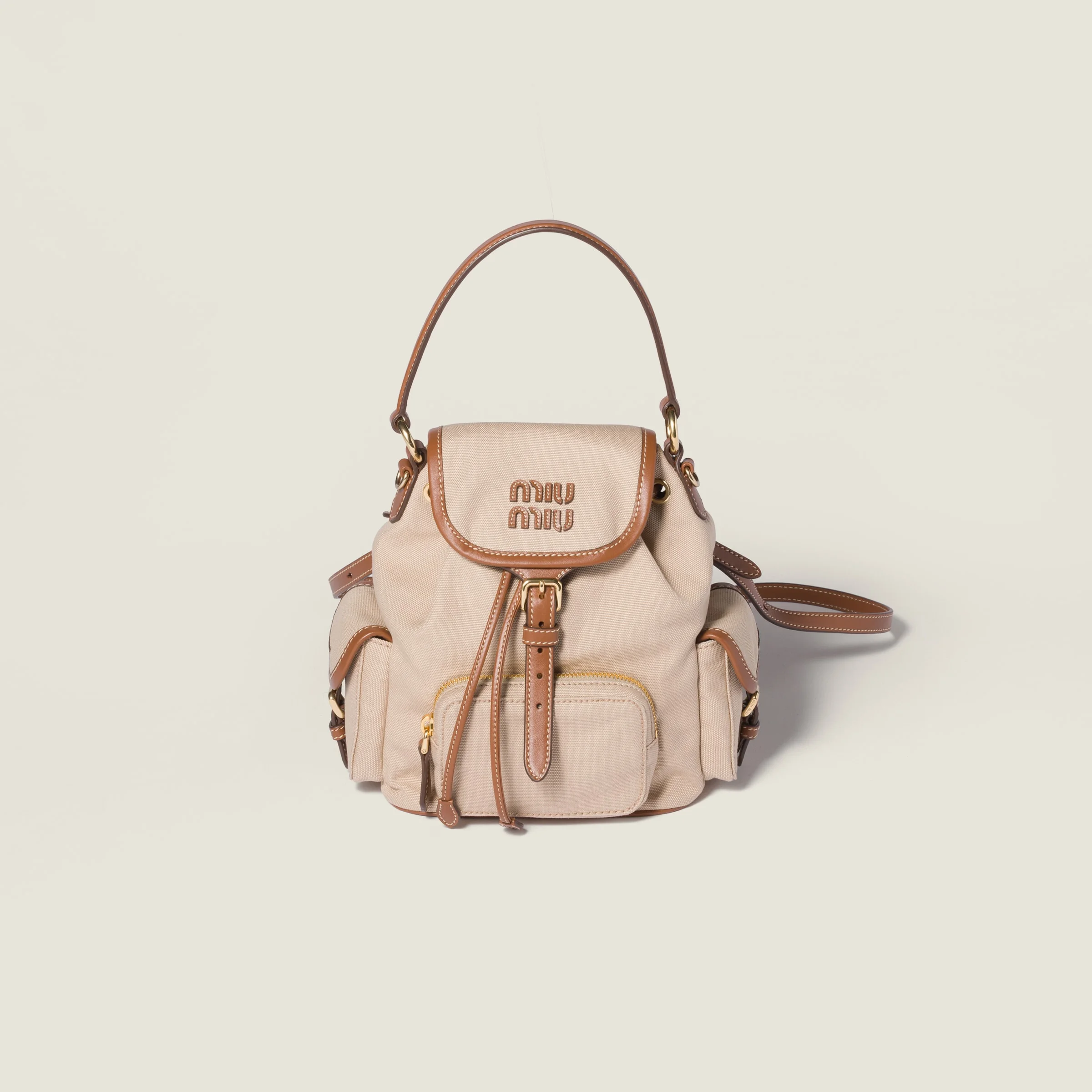Canvas and leather backpack - 1