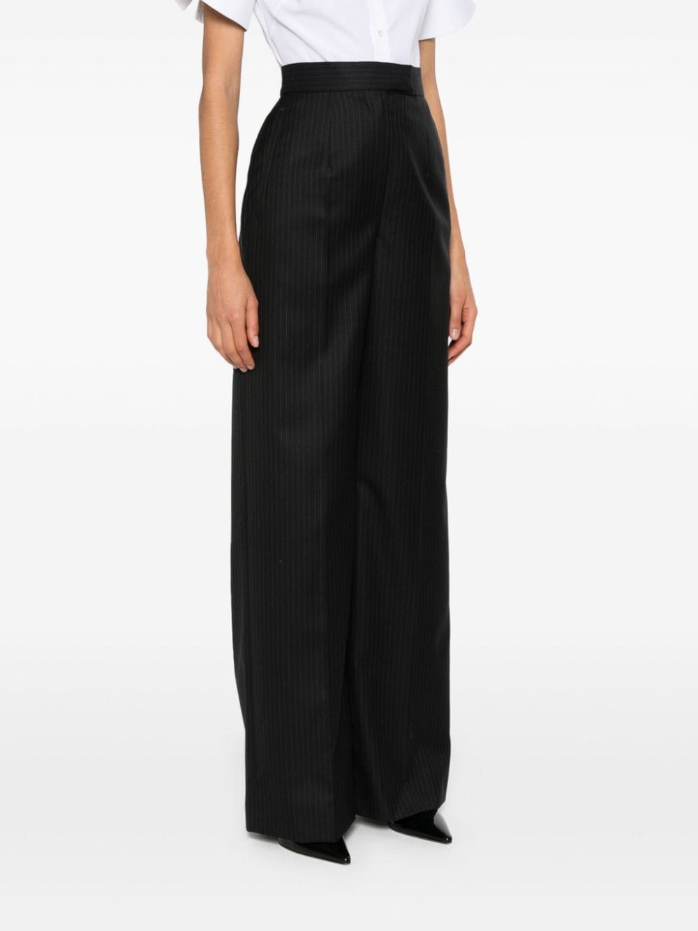 pinstripe tailored wool trousers - 3