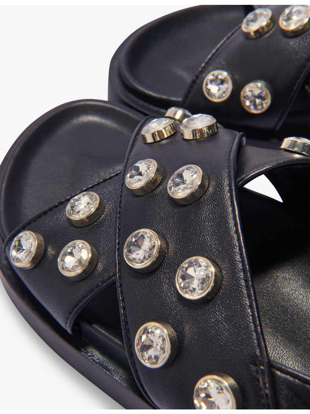Studded Flat Leather Sandals - 4