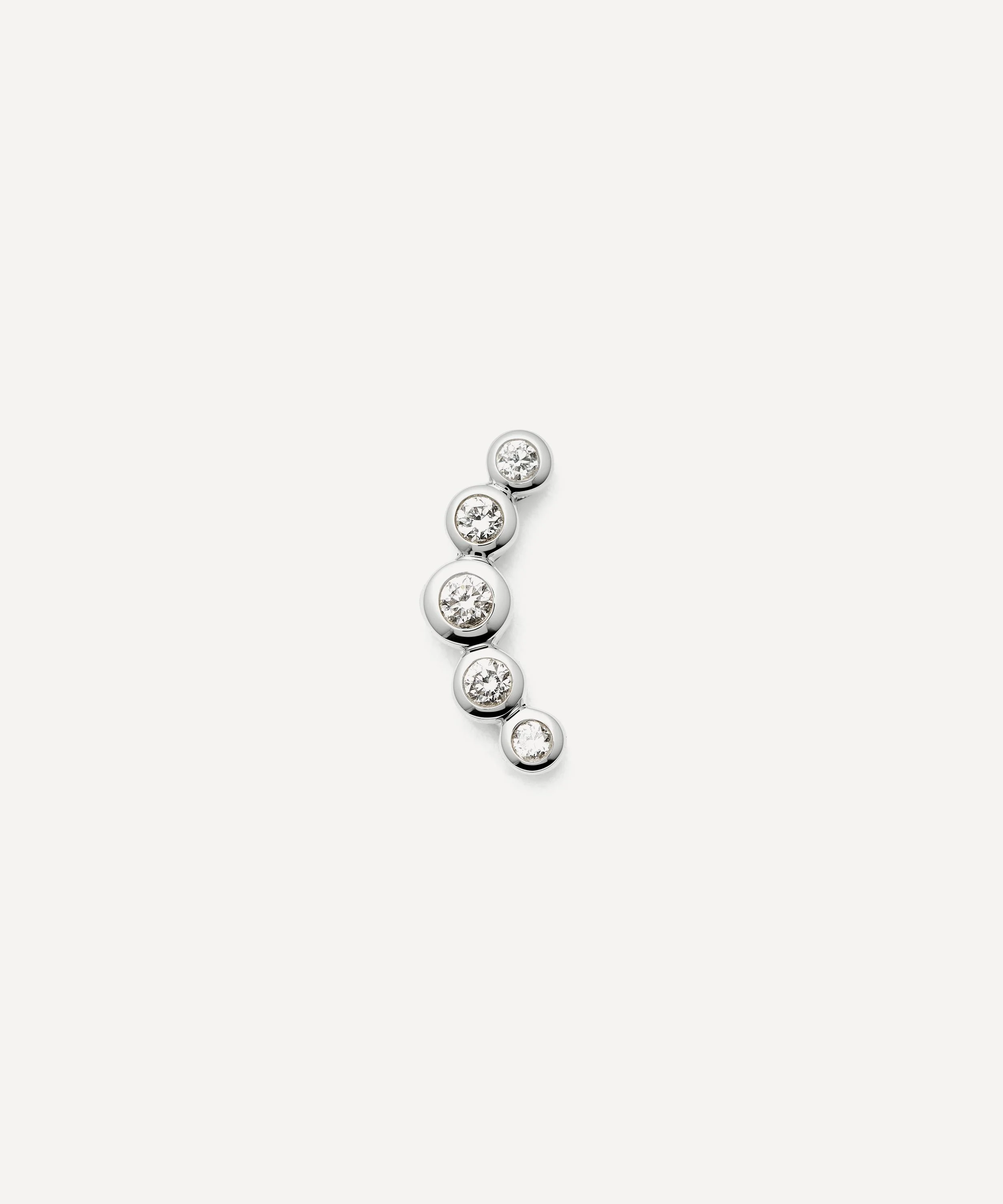 14ct White Gold Diamond Ear Climber Flat Back Stud Earring - 1