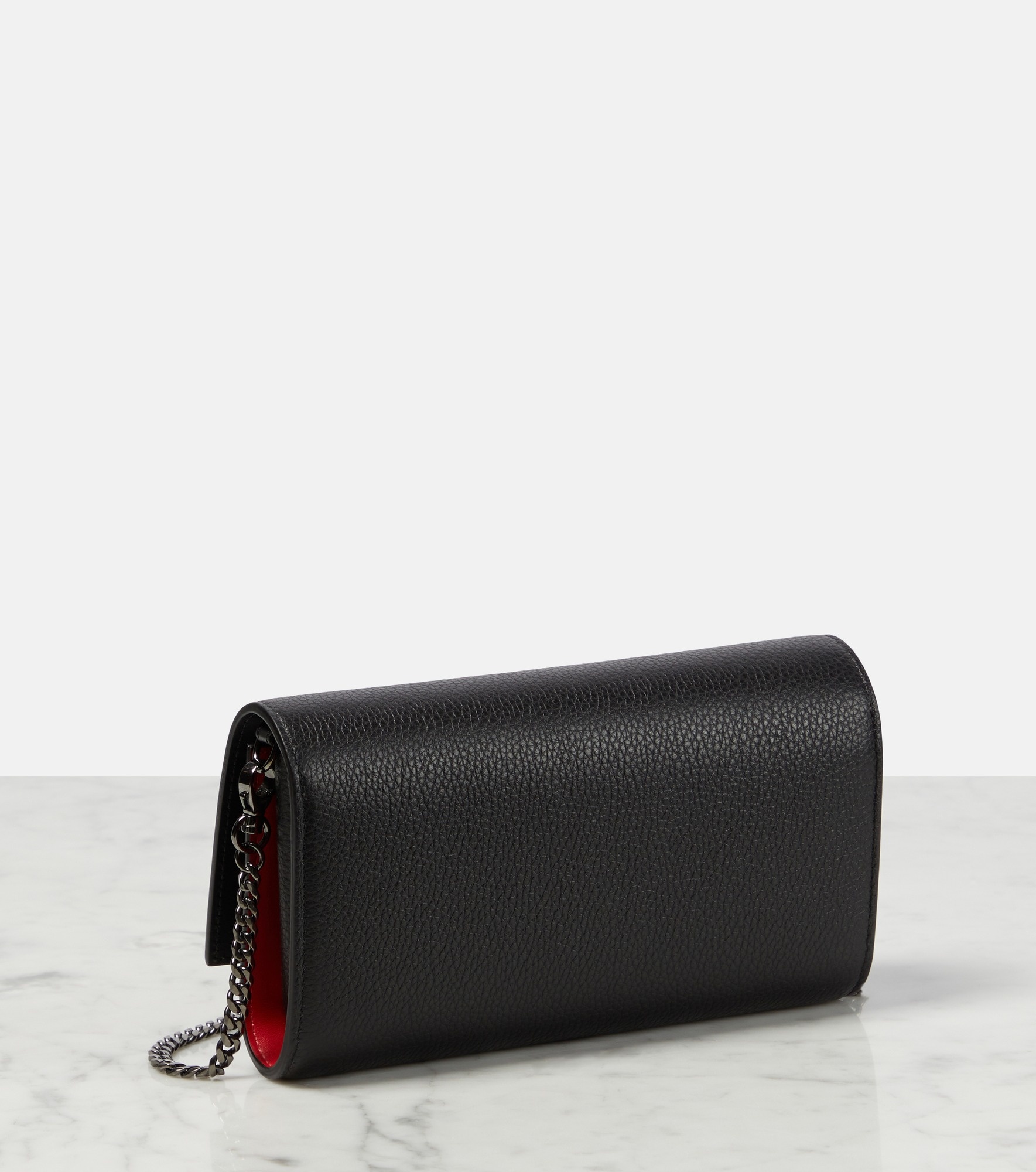 Logo leather wallet on chain - 4