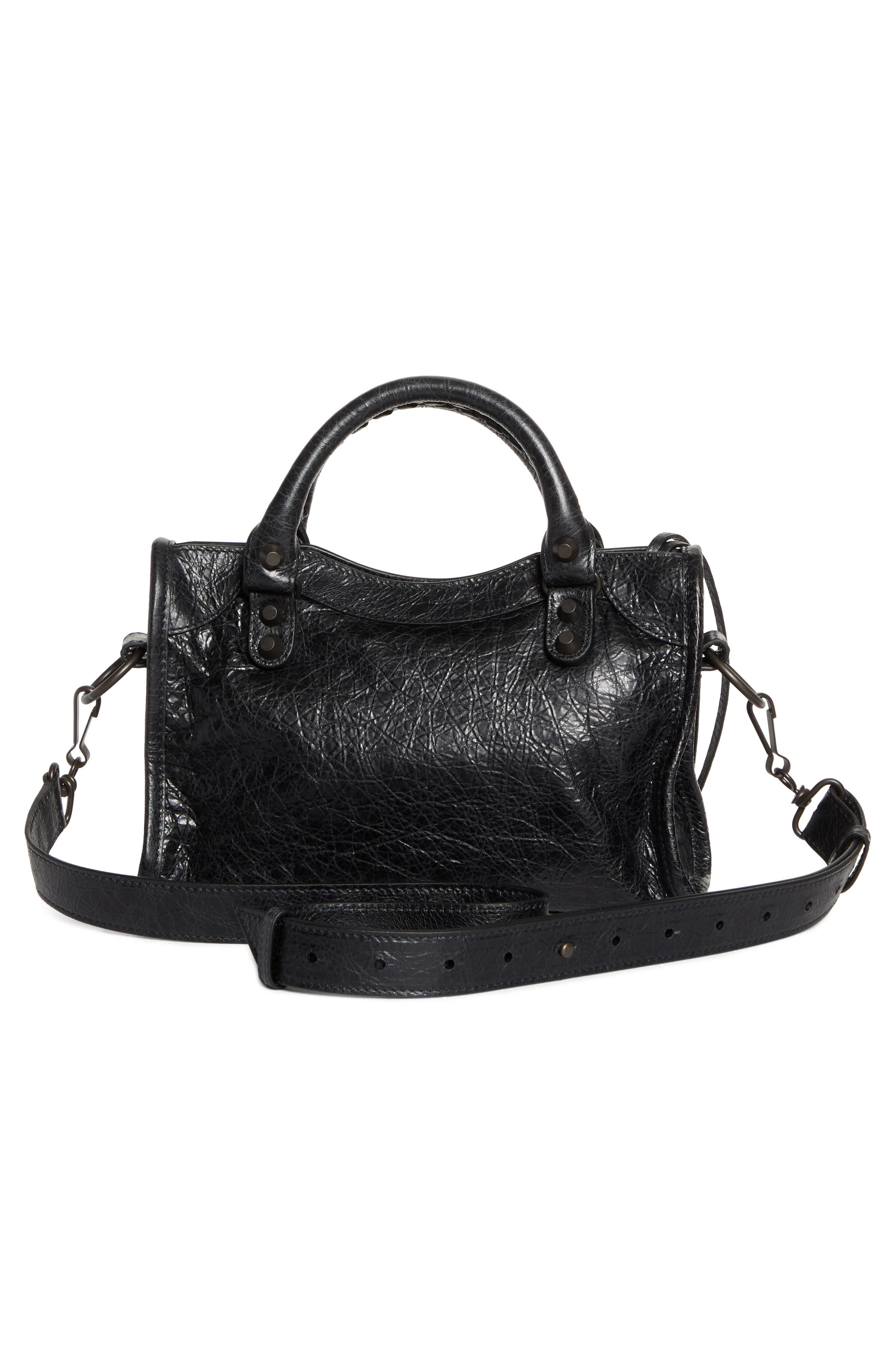 Balenciaga Mini Le City Crinkle Leather Top Handle Bag in 1000 Black at Nordstrom - 3