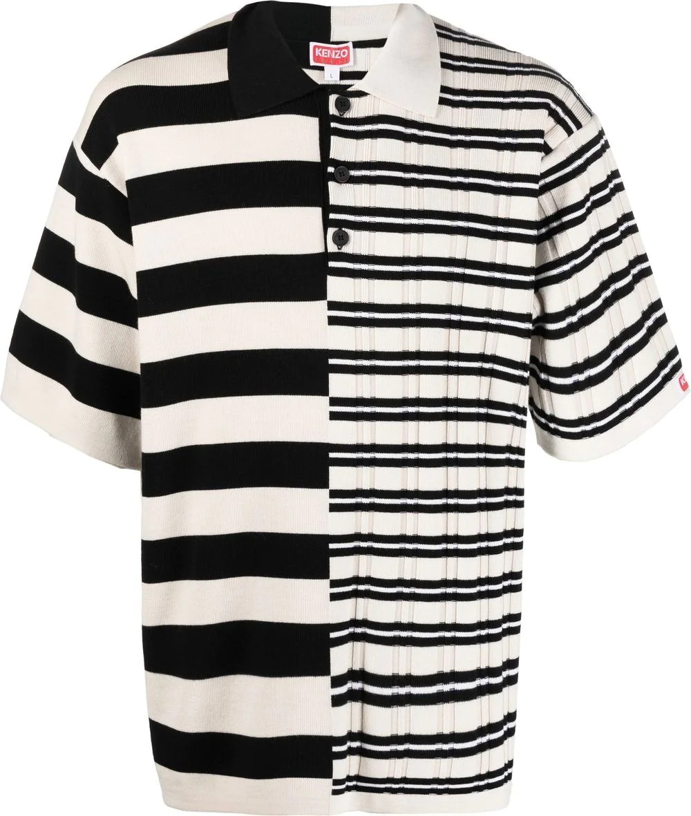 stripe-print pattern polo shirt - 1