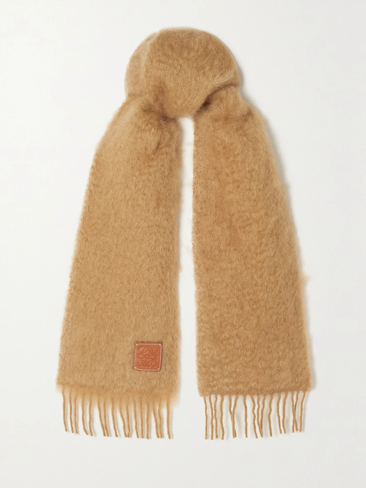 Appliquéd Fringed Mohair-blend Scarf - 1
