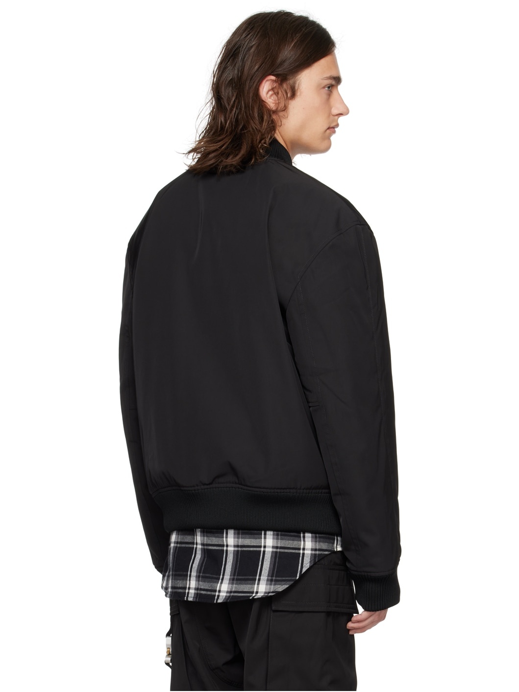 Black Embroidered Bomber Jacket - 3