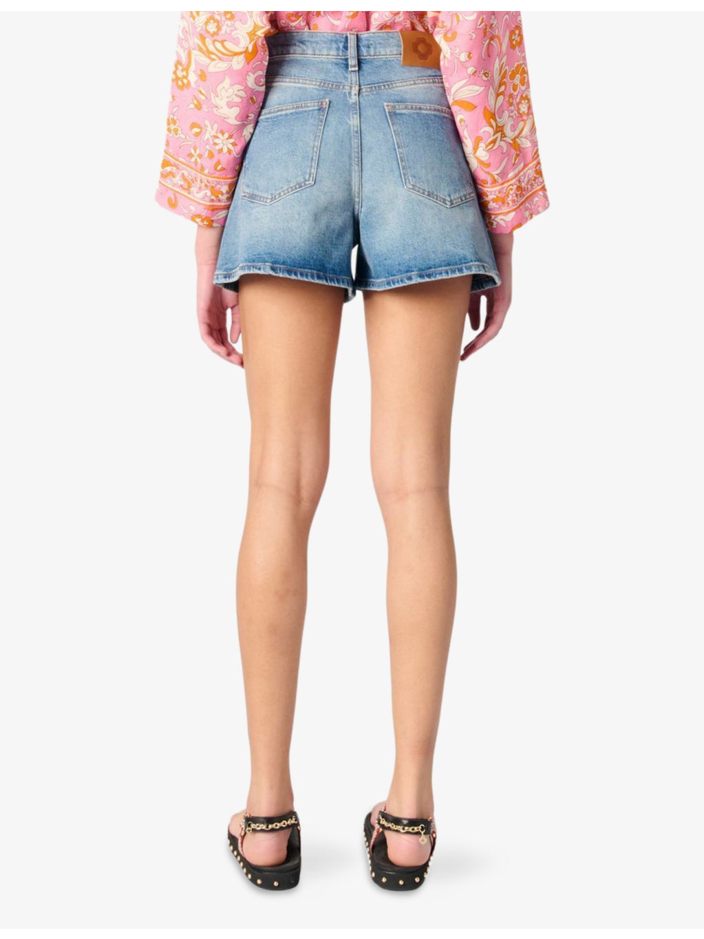 Braided-Trim Faded-Wash Denim Shorts - 4