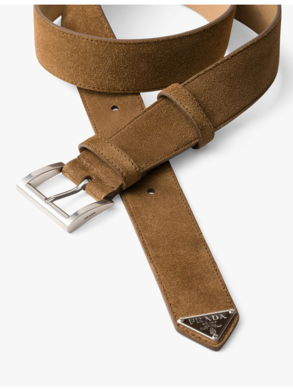 Triangle-plaque adjustable-buckle suede belt - 2