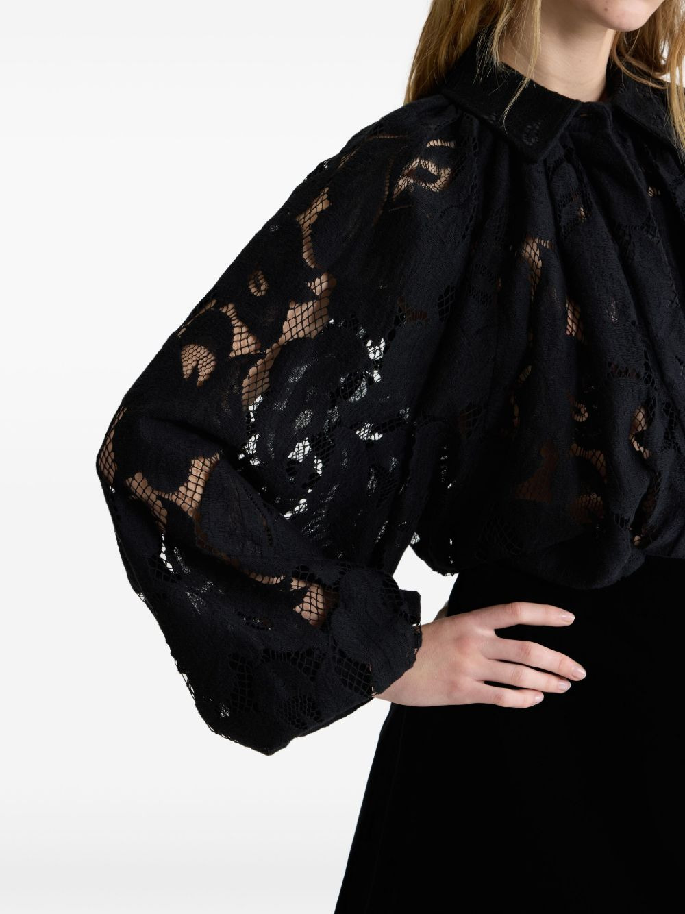 balloon-sleeve lace blouse - 5