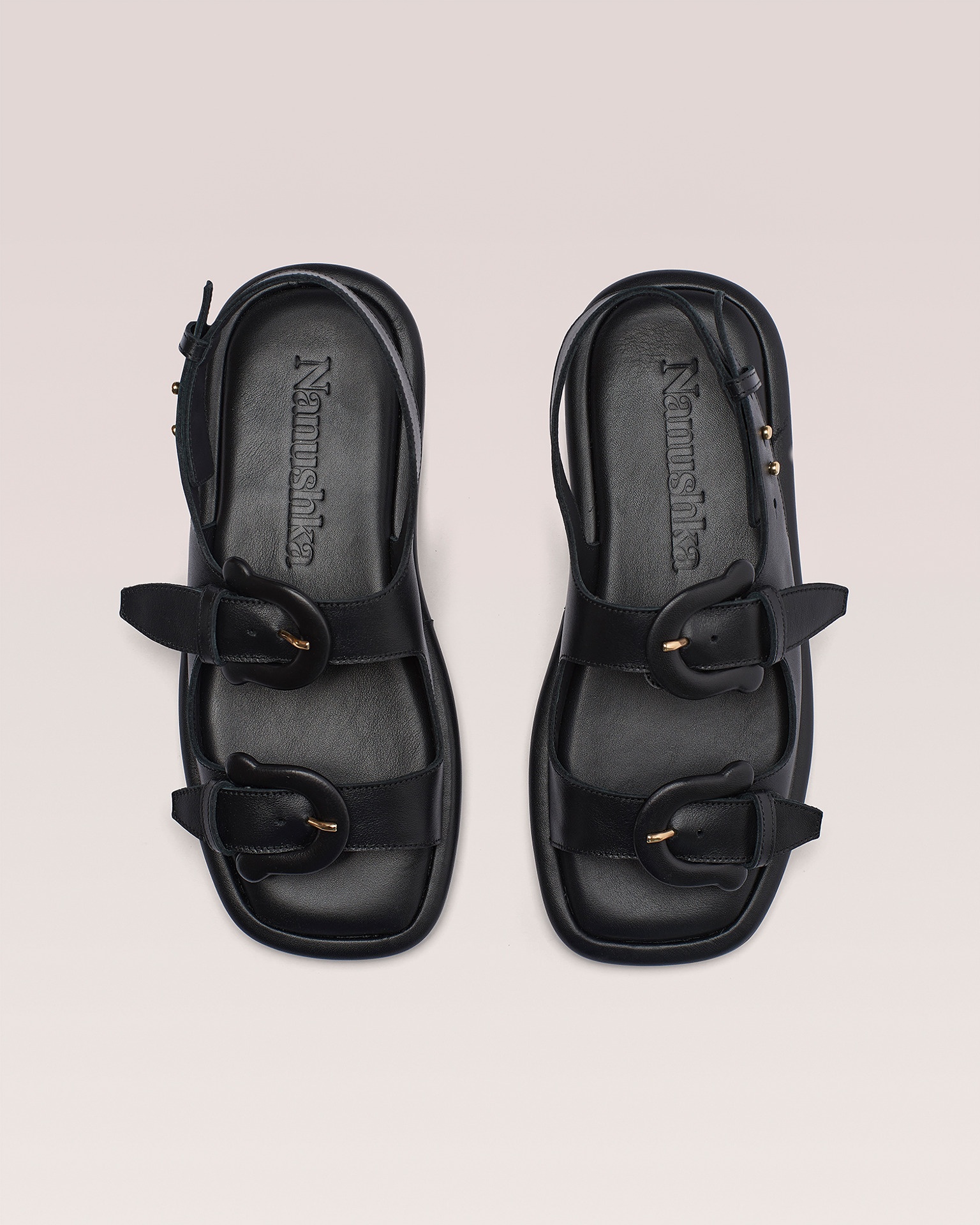 EKEMMA - Leather slingback sandals - Black - 5