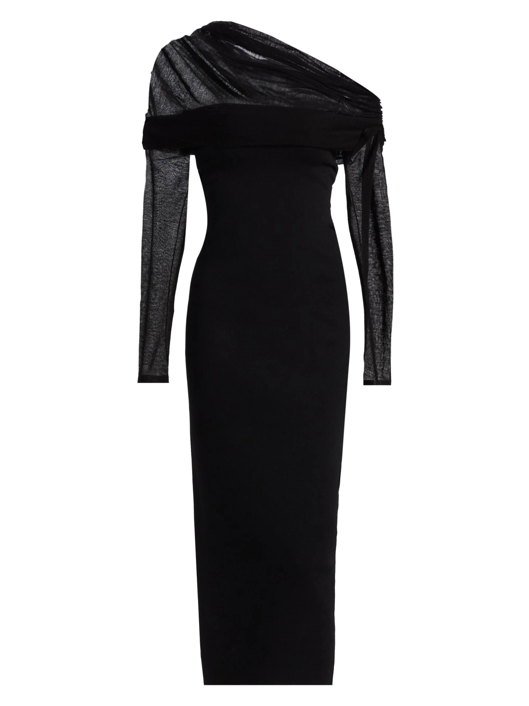 Women's Meyer Mesh One-Shoulder Midi-Dress - Black - 1