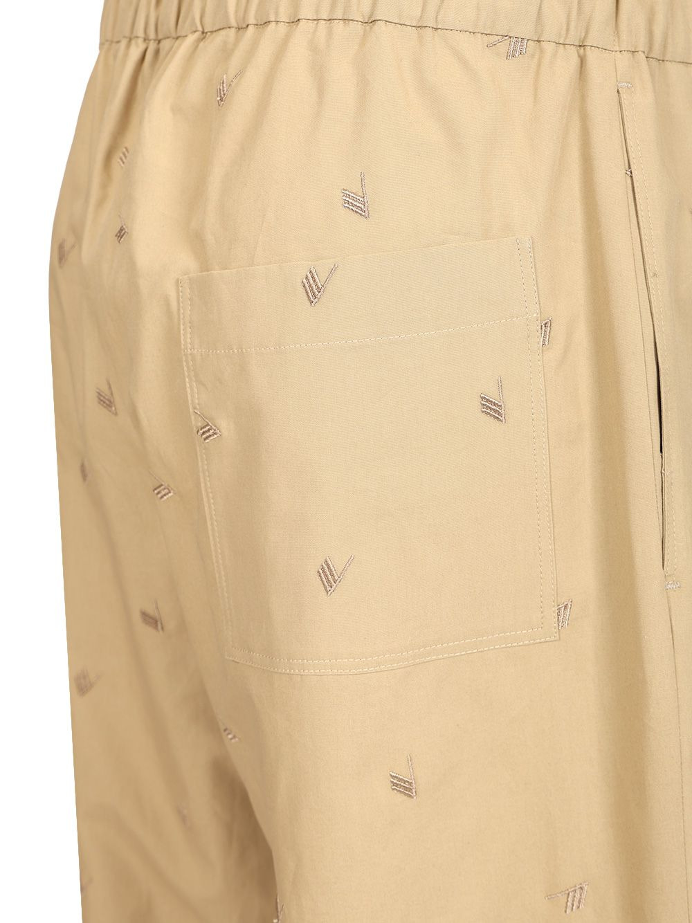 Long With All-Over Embroidery Trousers Beige - 5