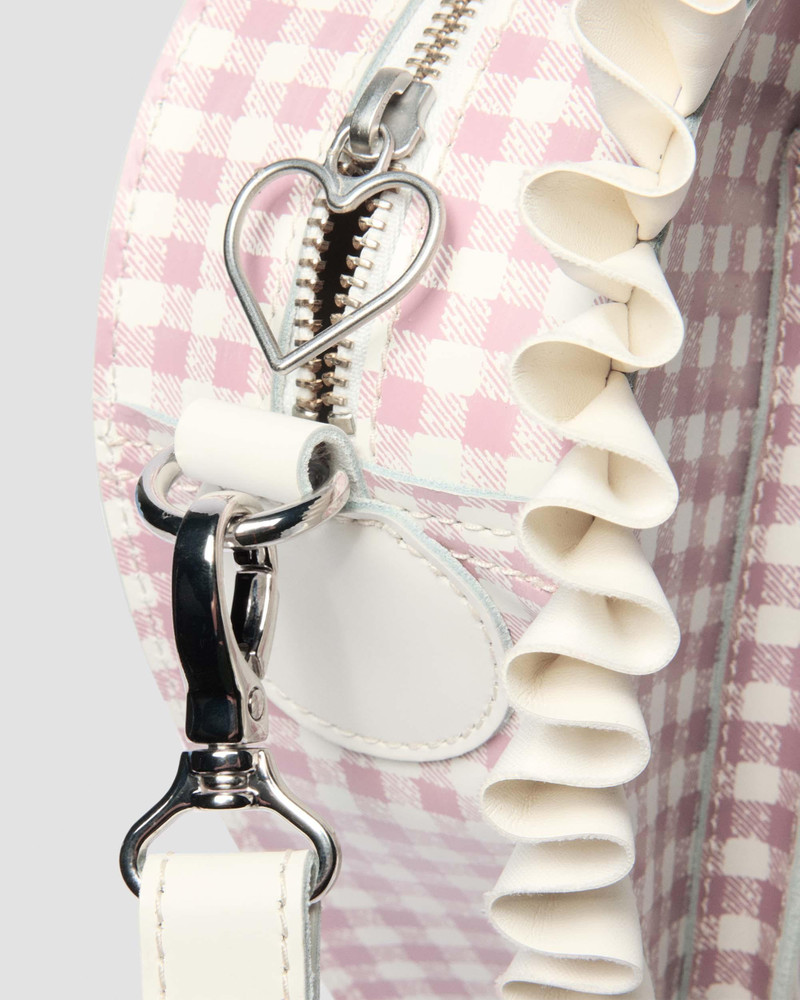 HEART BACKPACK Frilled Gingham Leather Bag 9