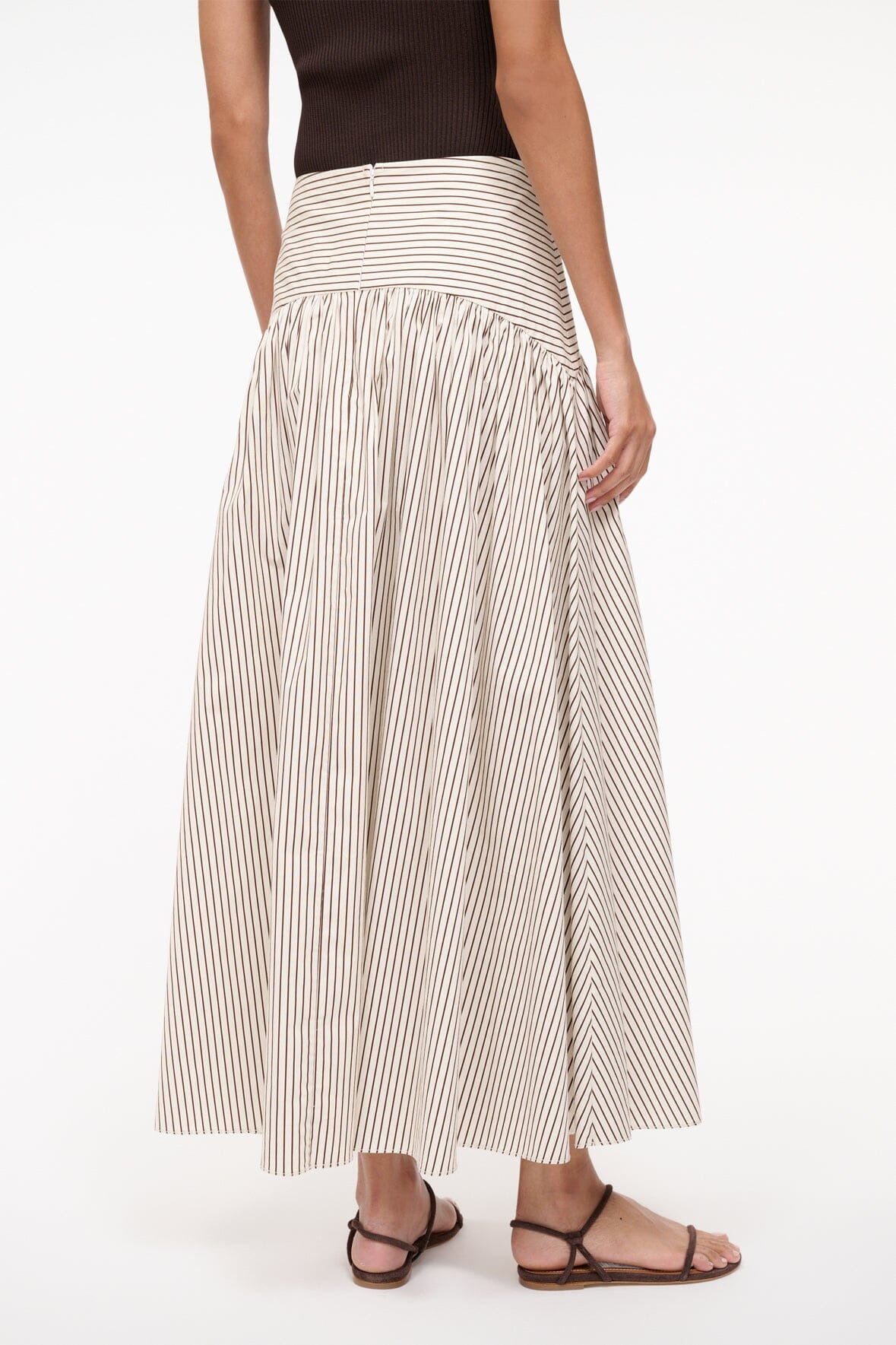STAUD PROCIDA SKIRT IVORY DARK OAK MICRO STRIPE - 6
