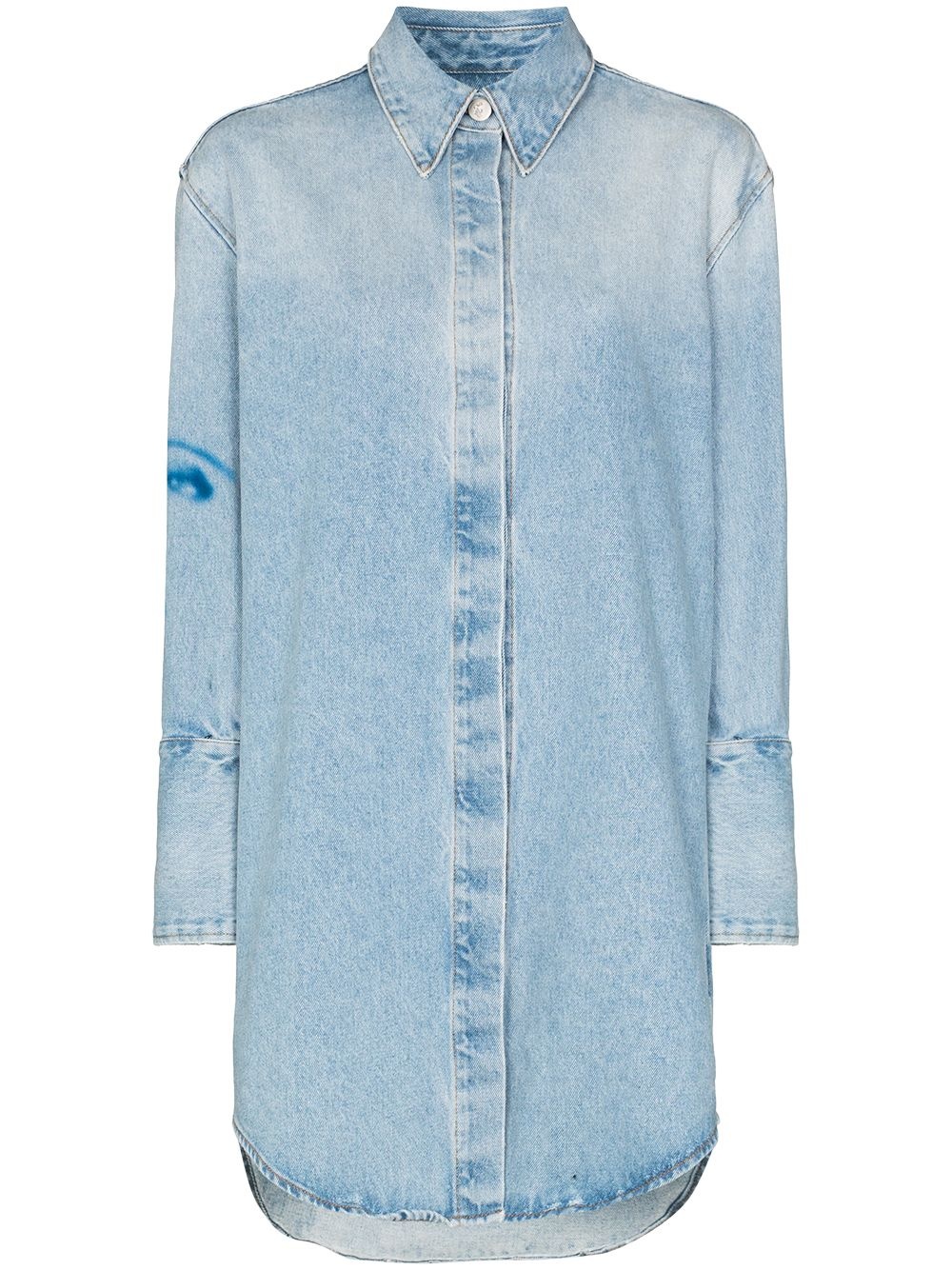 Face print denim shirt dress - 1