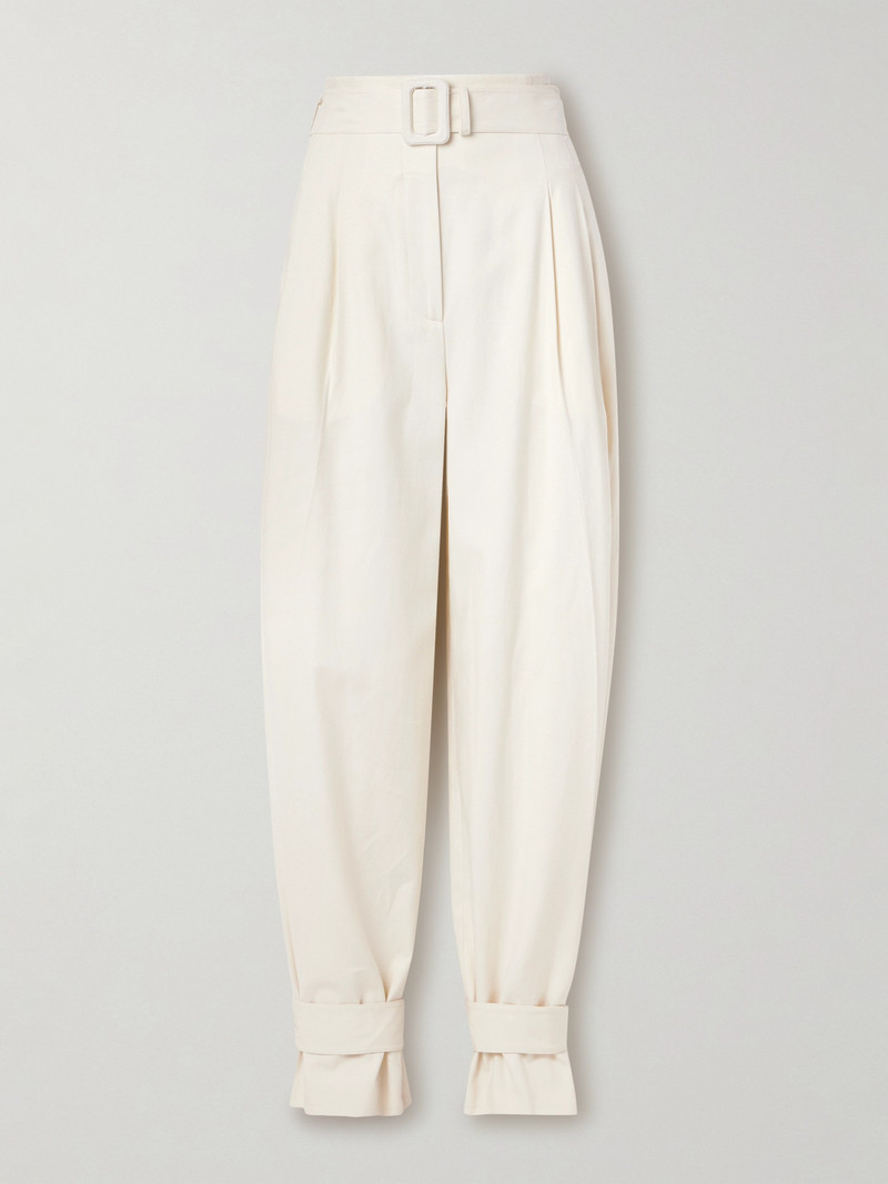 Belted Lyocell And Organic Cotton-blend Tapered Pants 1