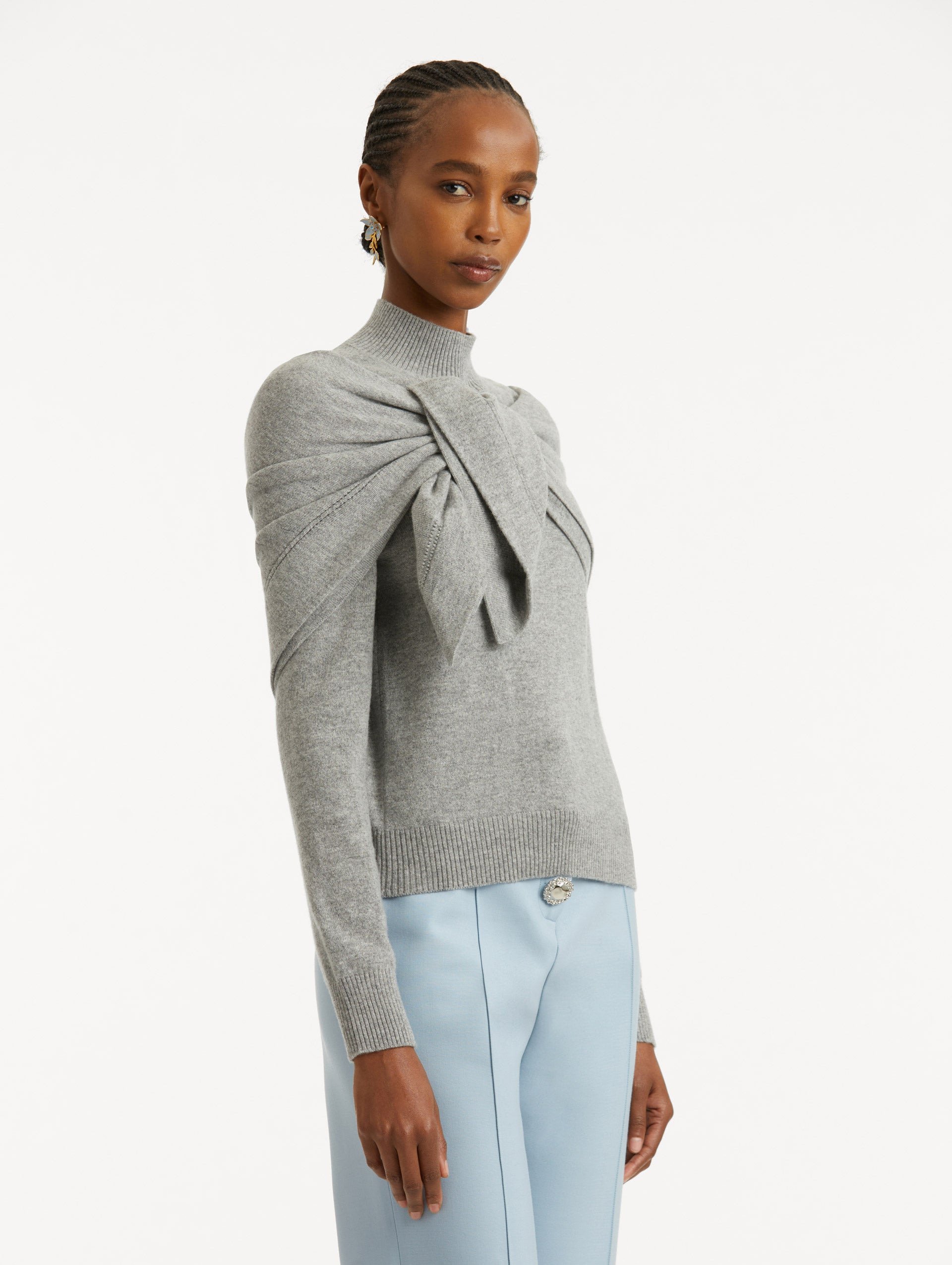 O FLOWER WOOL PULLOVER WITH SCARF - 6