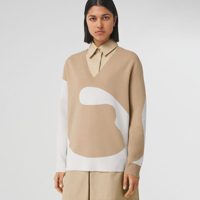 Burberry Abstract Wool Silk Jacquard Sweater outlook