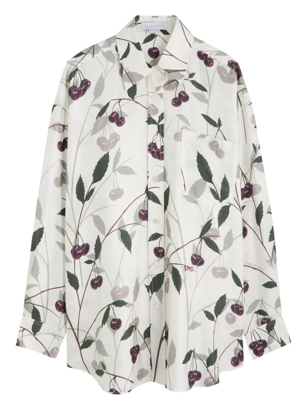 cherry-print silk shirt - 1