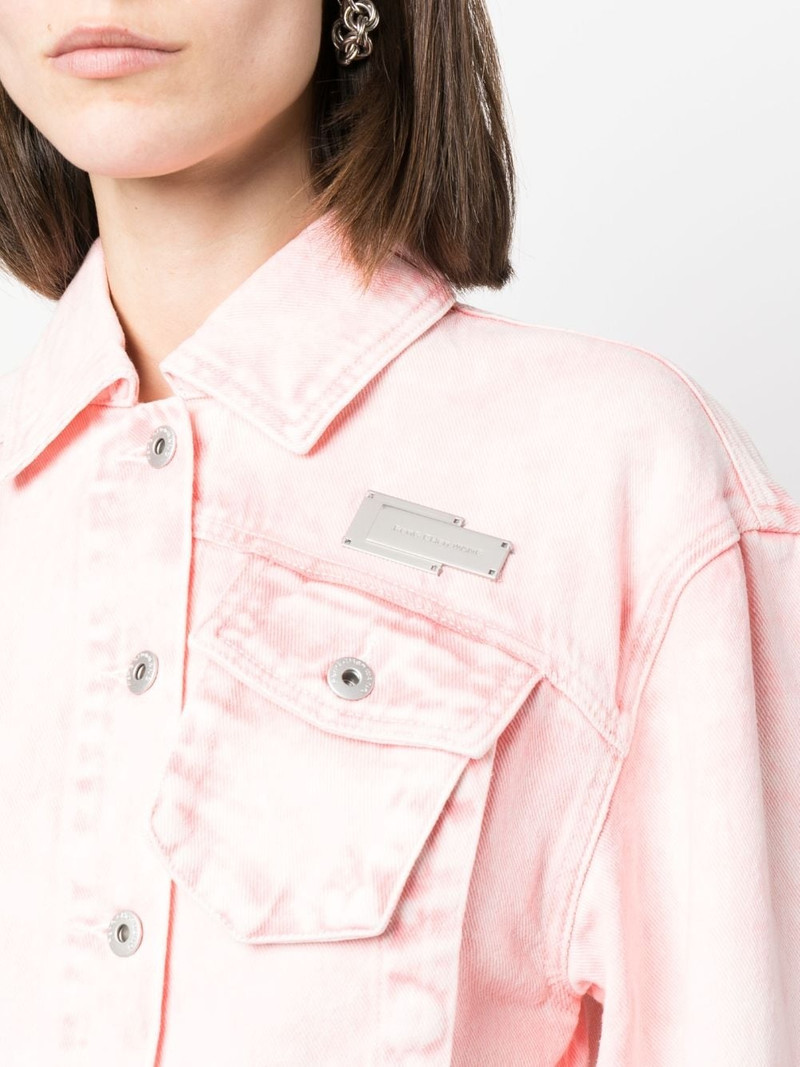 logo-plaque asymmetric denim jacket 5