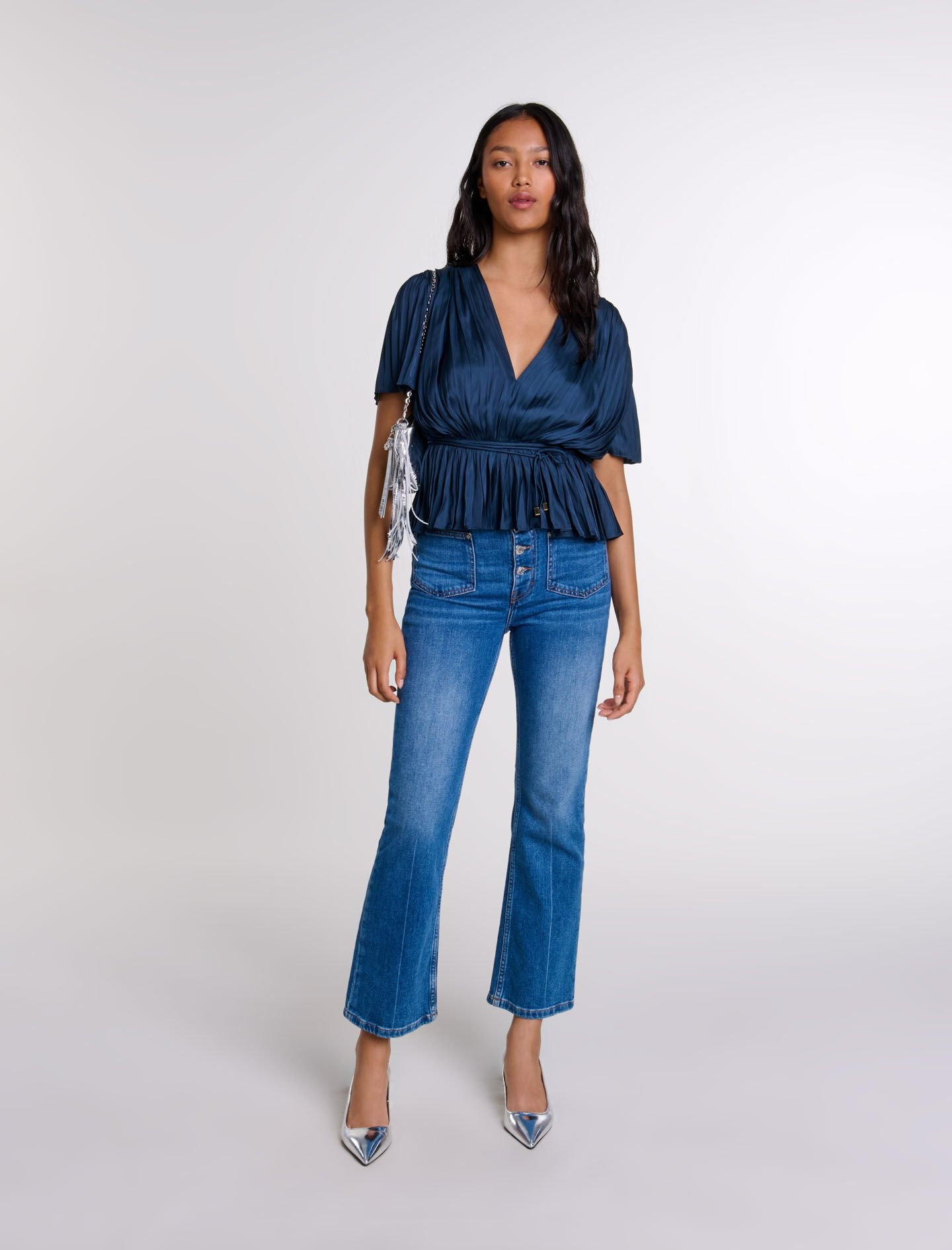 Pleated short-sleeved top - 2