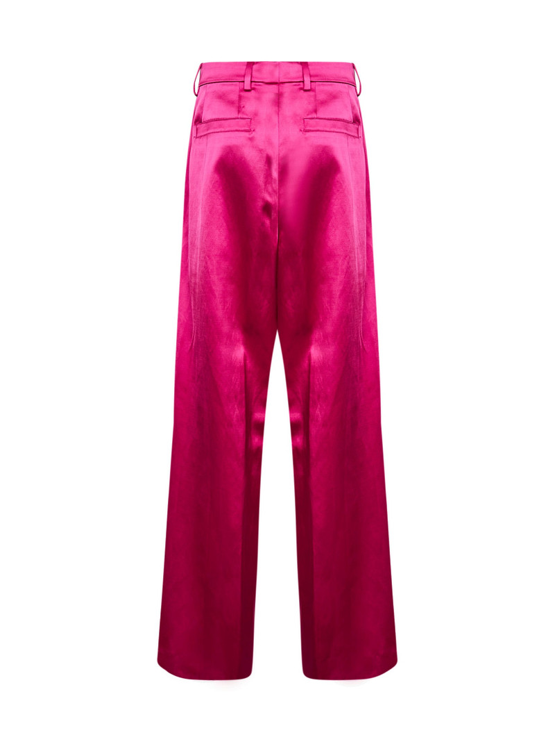 Dries Van Noten Fuchsia satin wide-leg trousers outlook