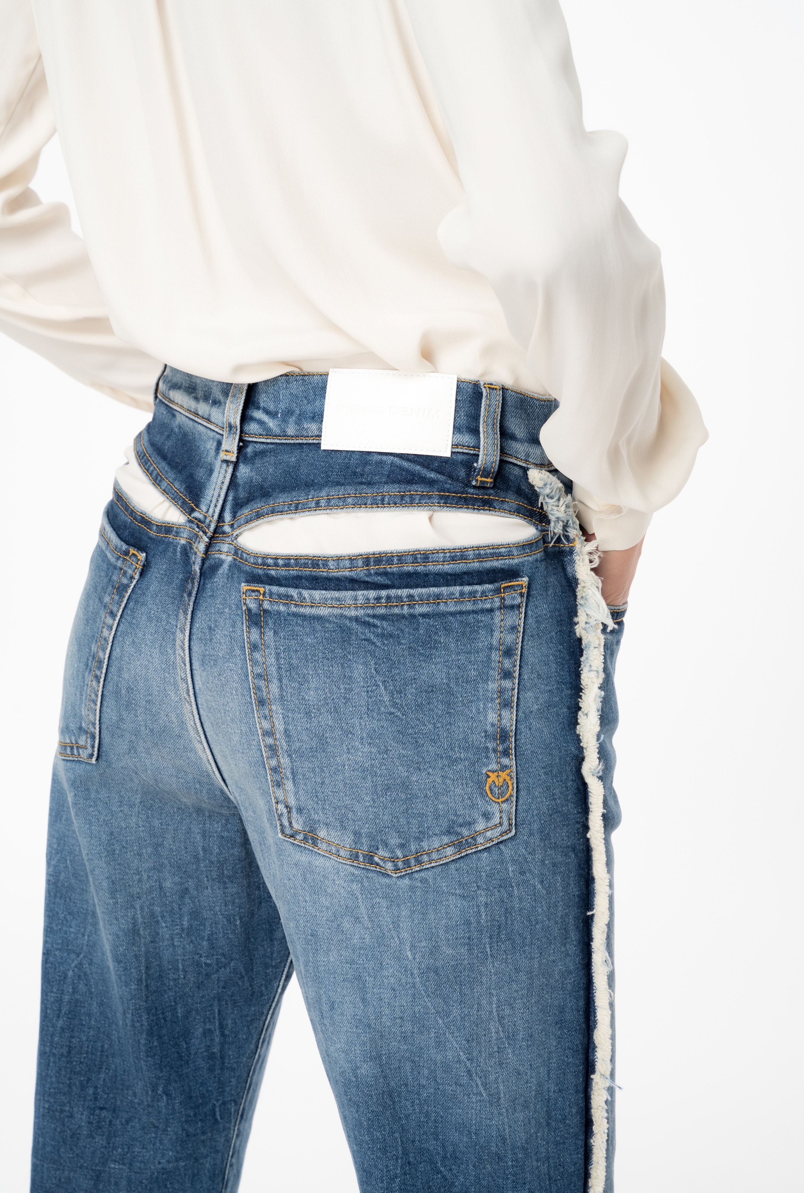 PINKO WIDE-LEG JEANS WITH CUT-OUT | REVERSIBLE