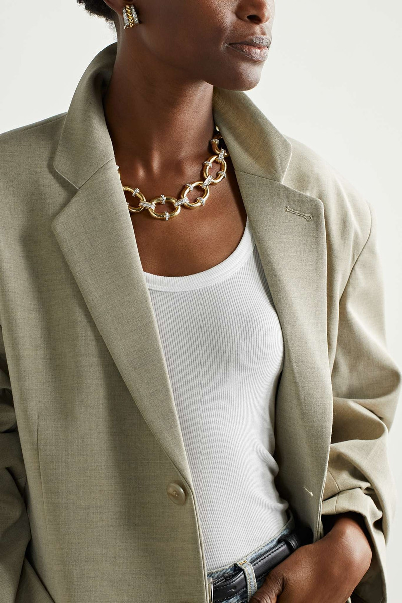 DAVID WEBB 18-karat gold, platinum and diamond necklace outlook