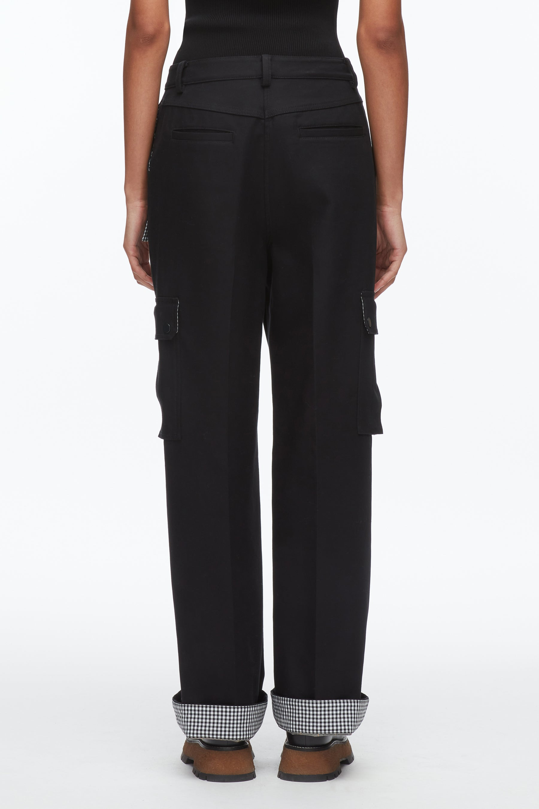 Carpenter Cargo Pants with Plaid Cuffs - 5