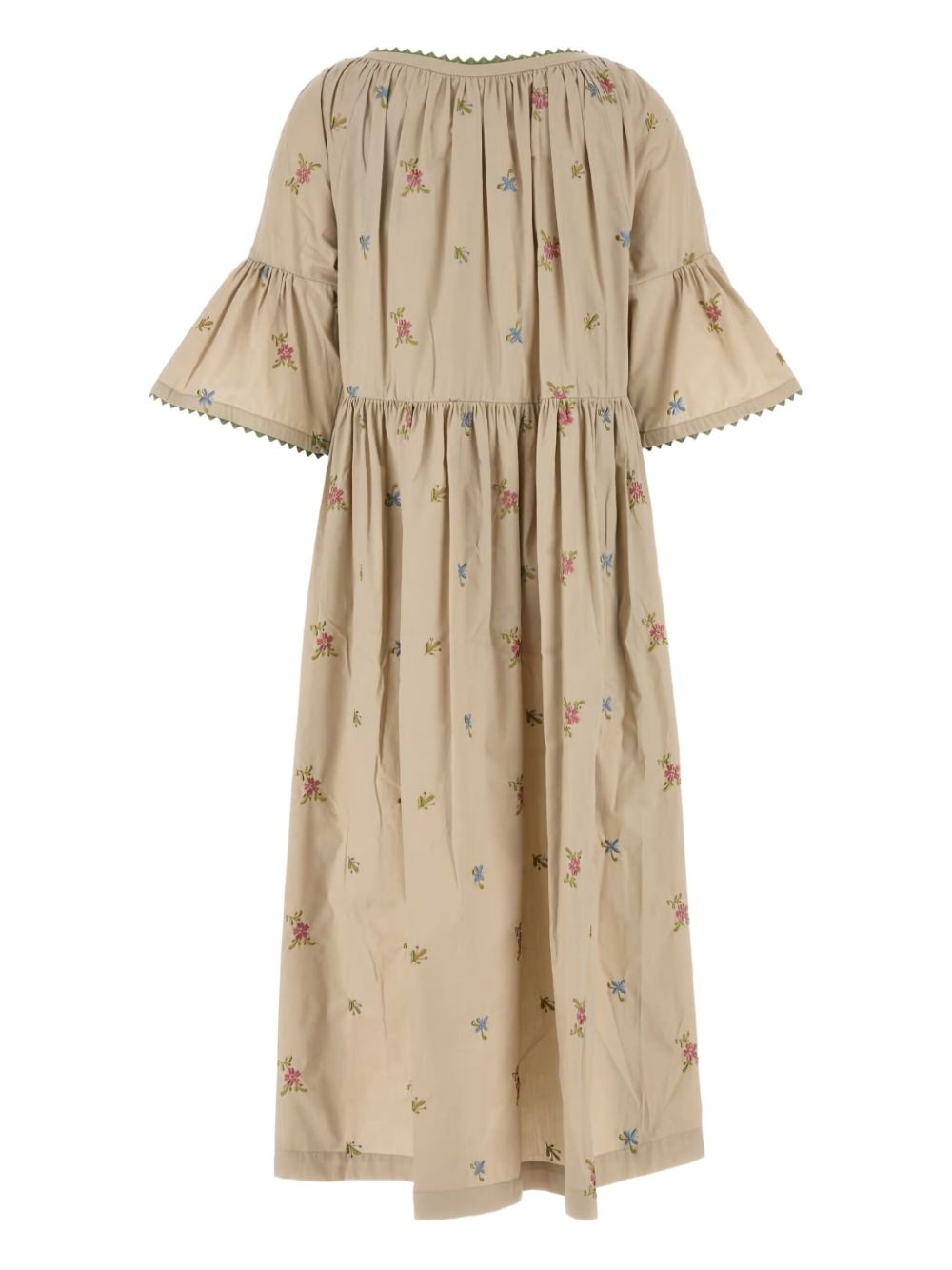 Taso embroidered flounce-sleeve dress - 2