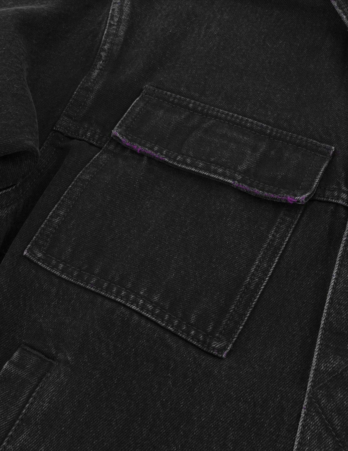 Two Tone Distressed Relax Fit Trucker Jacket - 8