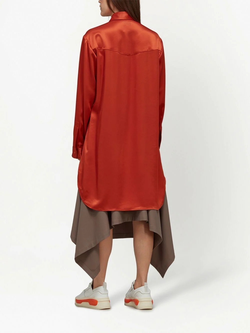 layered shirt midi dress - 4