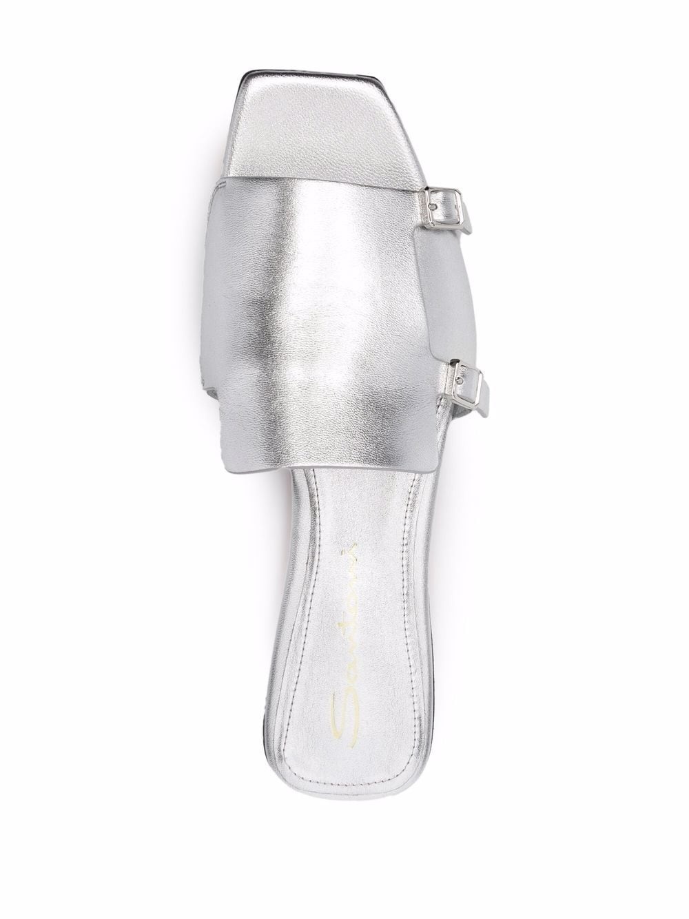 metallic slip on leather sandals - 4