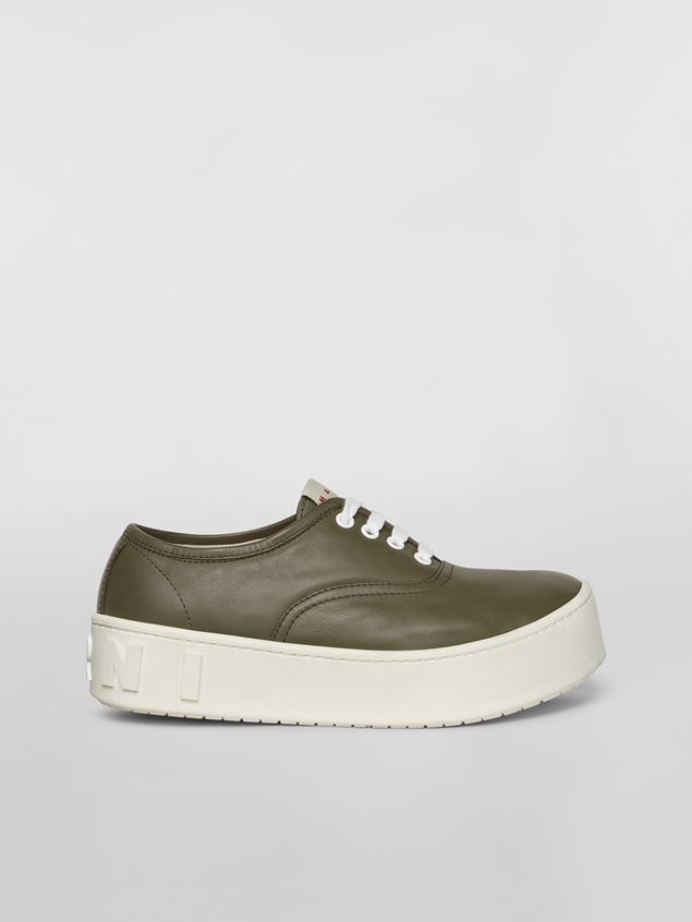 GREEN SMOOTH CALFSKIN SNEAKER WITH RAISED MAXI MARNI LOGO - 1