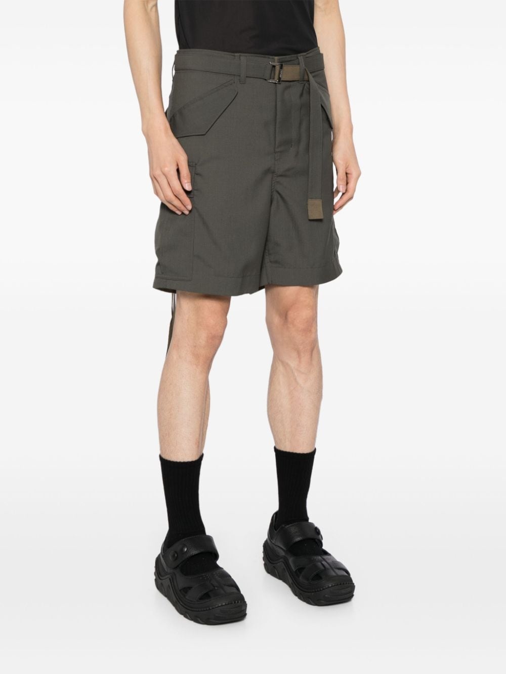belted knee-length shorts - 3