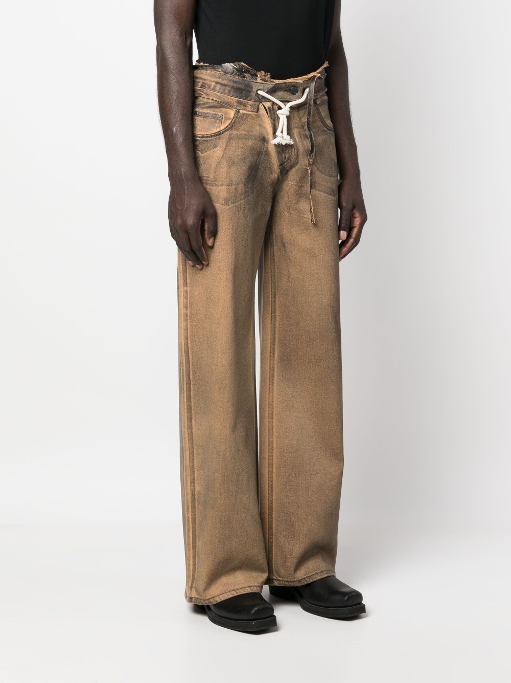 wide-leg denim pants - 4