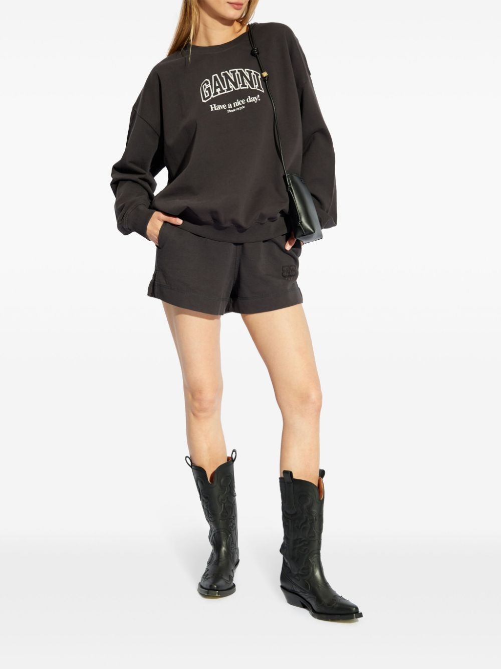 logo-embroidered organic cotton track shorts - 2