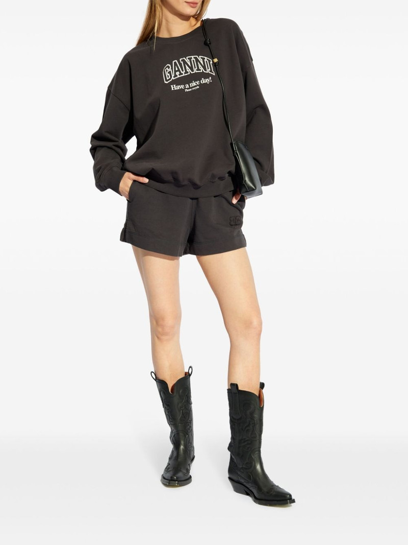 GANNI logo-embroidered organic cotton track shorts outlook