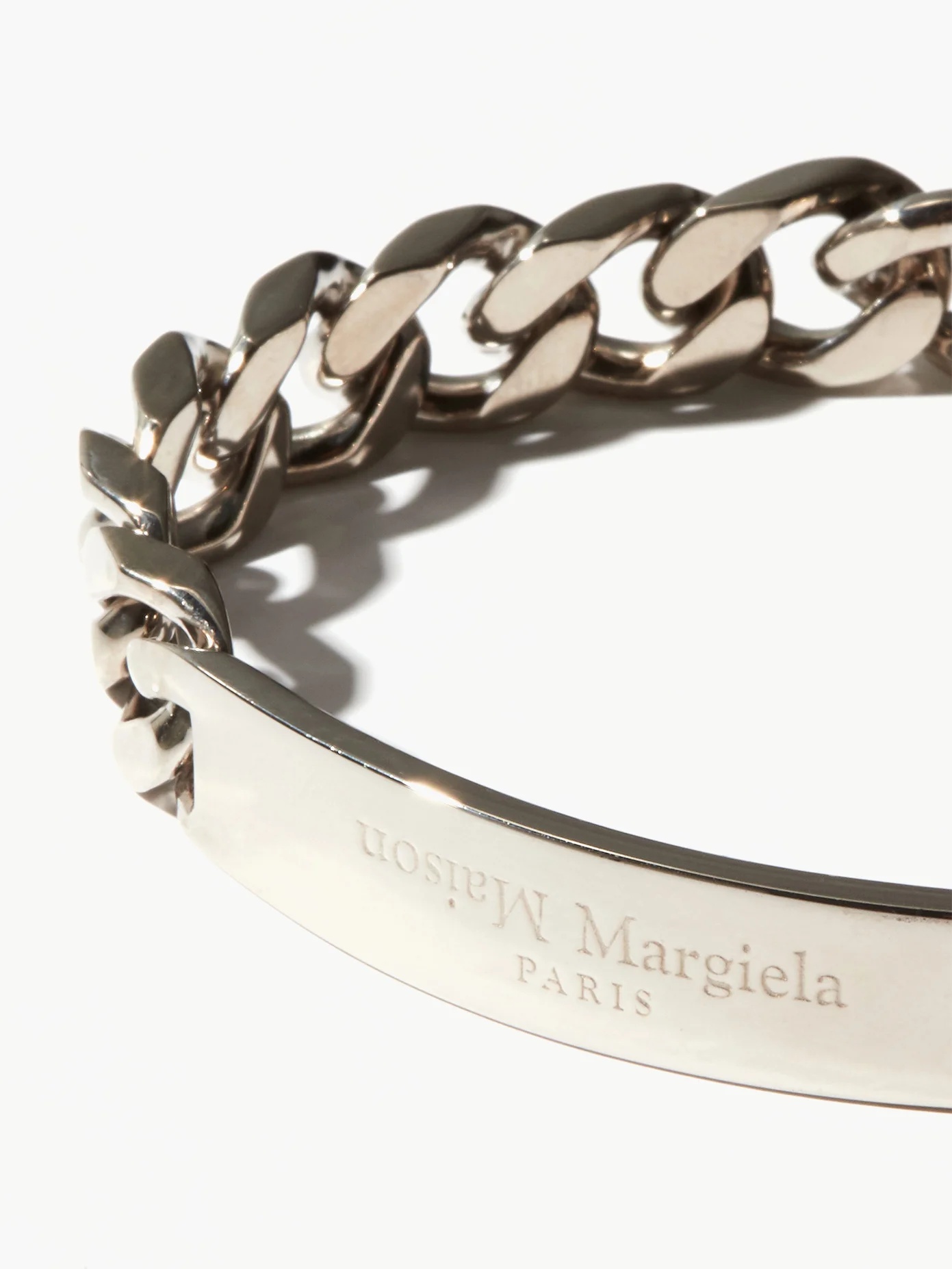 Logo-engraved curb-chain sterling-silver bracelet - 4