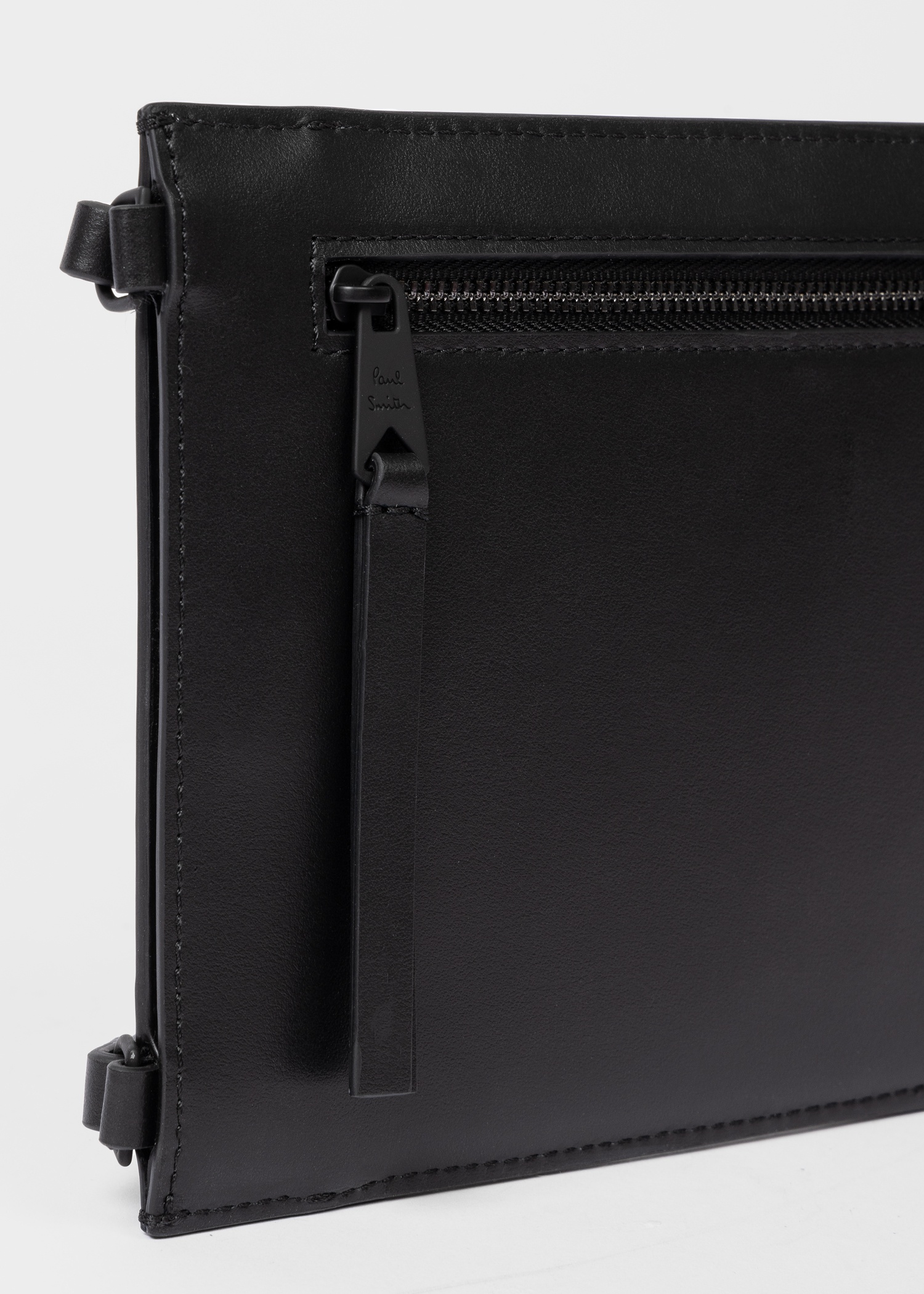 Black Leather 'Signature Stripe Block' Cross-Body Bag - 4