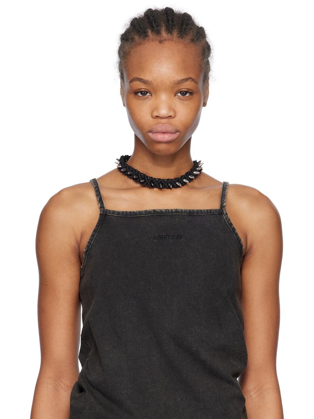 Black Handmade Studded Noeud Choker - 2