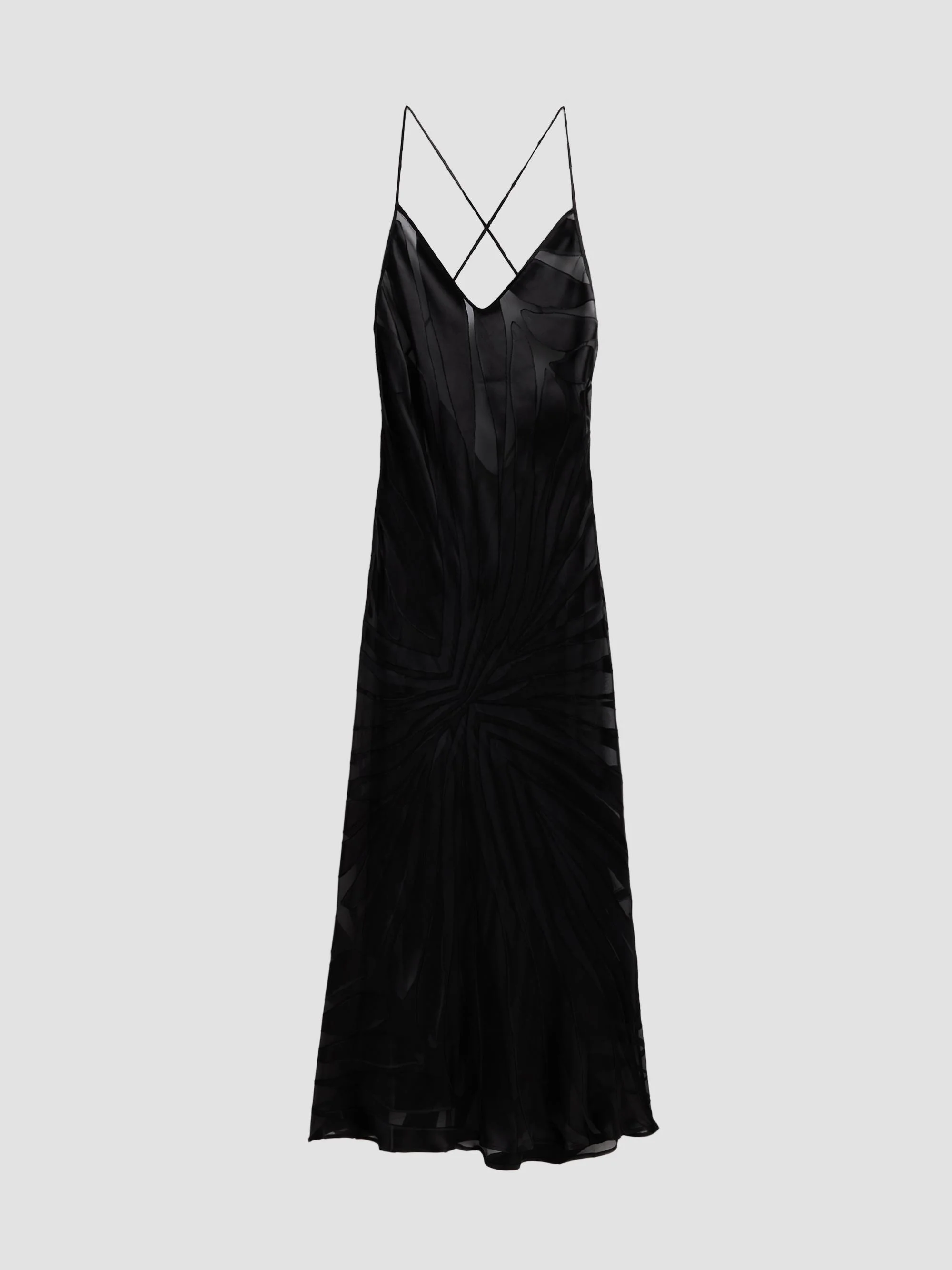 Women's Burnout-Striped Midi Dress - Black - 1