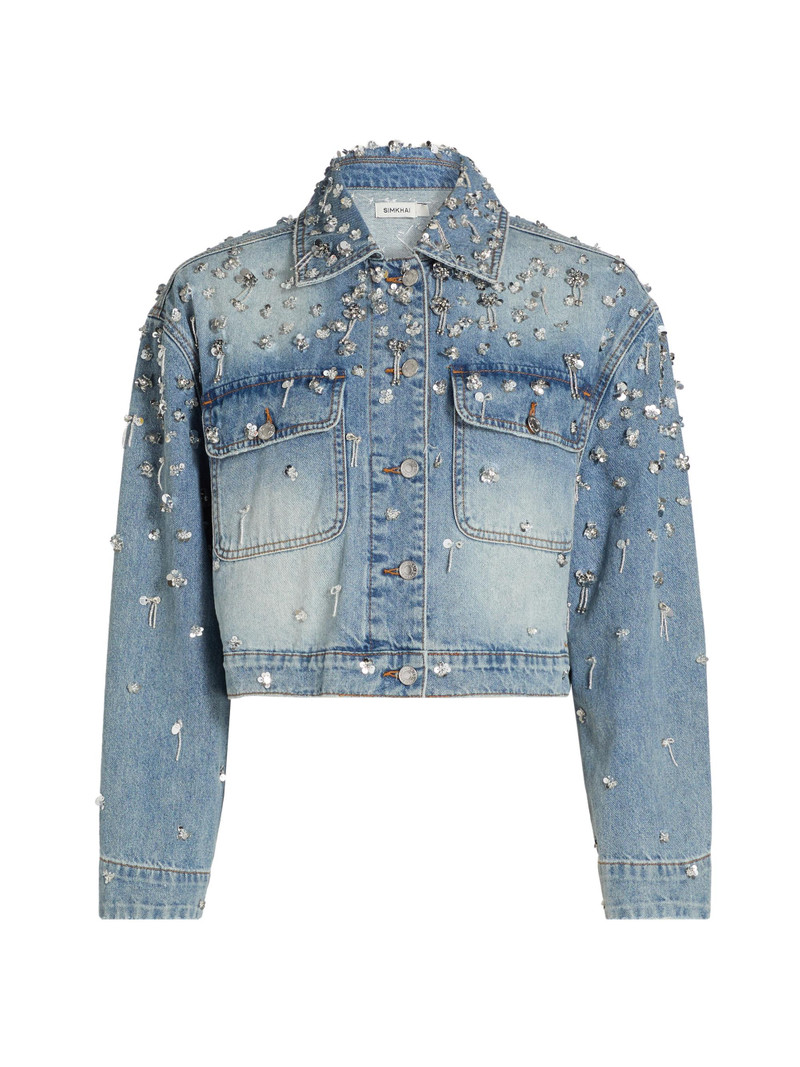 Women's Everli Sequined Stretch-Denim Crop Jacket - Hollywood 1
