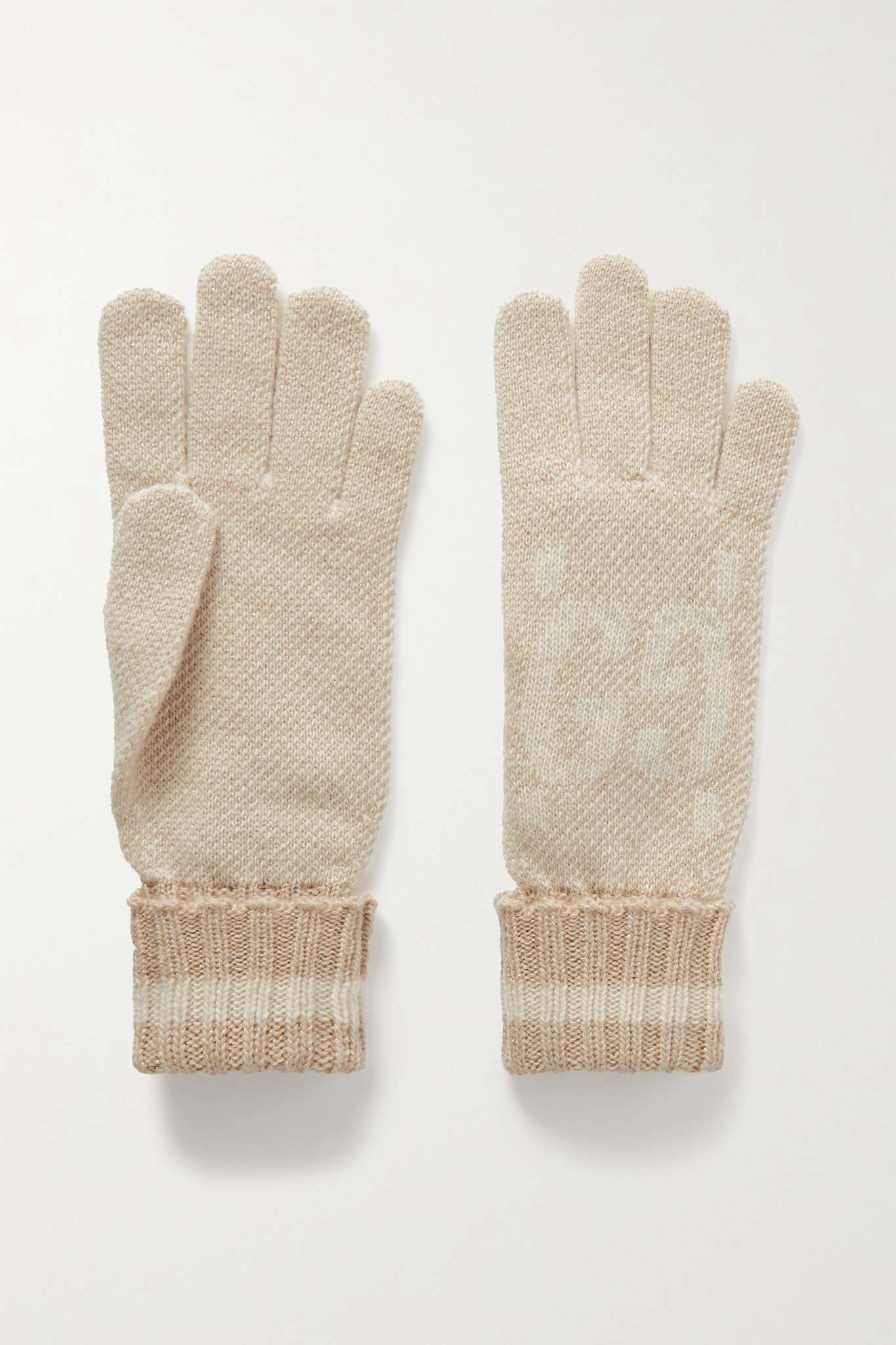Metallic cashmere-blend jacquard gloves - 1