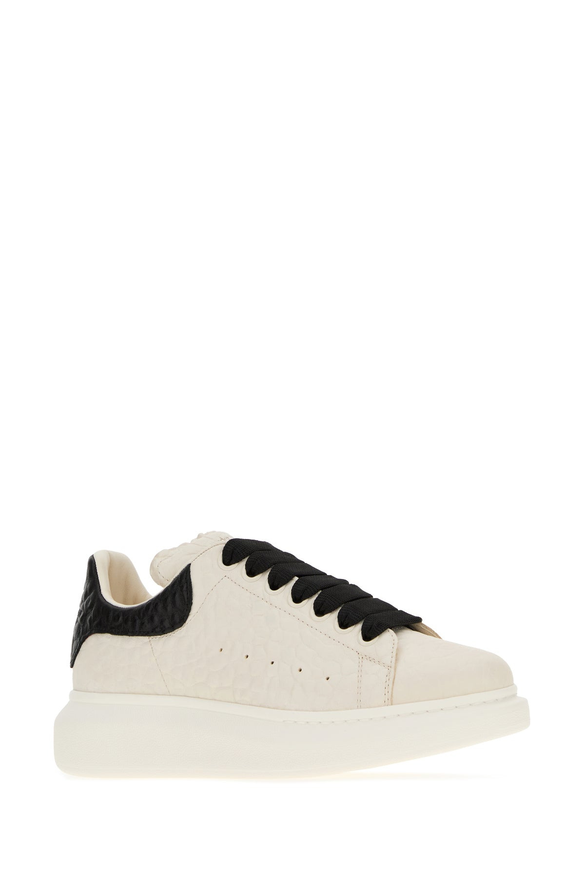 Ivory leather sneakers with black leather heel - 2