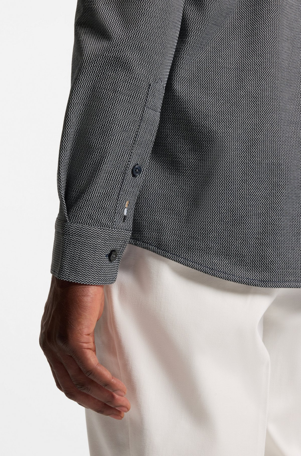 SLIM-FIT SHIRT IN COTTON-BLEND JACQUARD - 6